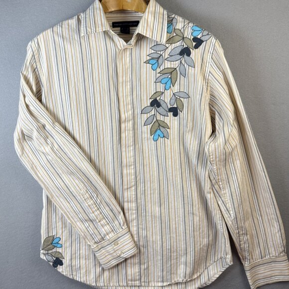 French Connection Floral Embroidered Shirt Mens US Size M Coastal Country Cowboy - Picture 2 of 13